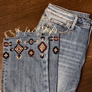 DRIFTWOOD Denim with Red and Cream Embroidery